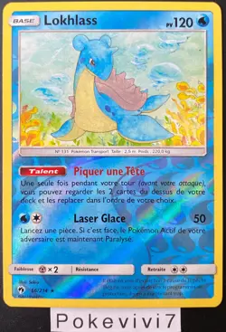 Carte Pokemon LOKHLASS 56/214 RARE REVERSE Soleil et Lune 8 SL8 FR NEUF - Image 1