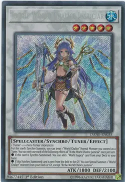 Yugioh lB The World Chalice Justiciar DANE-EN035 Secret Rare 1st Edition NM - Image 1