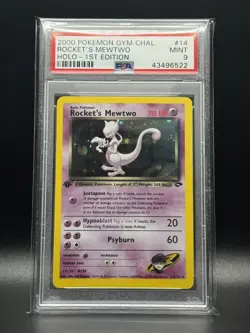 PSA 9 MINT Rocket's Mewtwo 14 Gym Challenge 1st Edition Holo Pokemon Card - Image 1