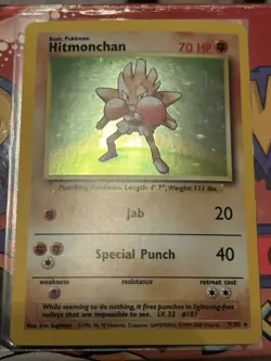Hitmonchan 7/102 Holo 4th Print Base Set Pokemon Card 1999-2000 LP - Image 1