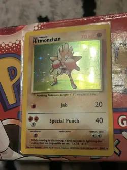 Hitmonchan 7/102 Holo 4th Print Base Set Pokemon Card 1999-2000 LP - Image 2