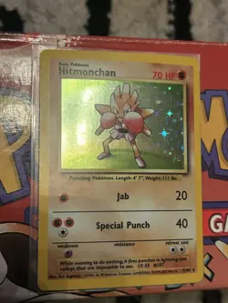 Hitmonchan 7/102 Holo 4th Print Base Set Pokemon Card 1999-2000 LP - Image 3