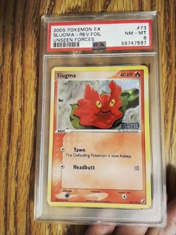 Slugma 73/115 Reverse Foil Graded Pokemon Card - PSA 8 - EX Unseen Forces - Image 1