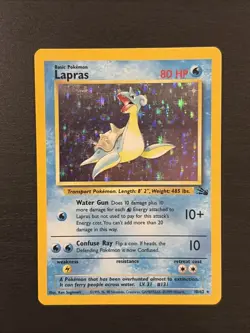 Pokemon TCG Lapras Fossil Holo Rare Unlimited Card 10/62 Vintage NM - Image 1