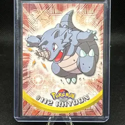 Rhydon #112 Pokemon Topps Card Non Holo TV Animation Edition Blue Label 1999 - Image 1