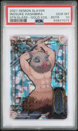 2021 Demon Slayer: Stained Glass Cards Inosuke Hashibira Stn.Glass PSA 10 - Image 1