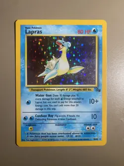 Pokemon TCG Lapras 10/62 Fossil Unlimited Holo Rare Card - Image 1
