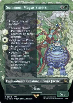 Summon: Magus Sisters FOIL BORDERLESS Commander: Final Fantasy Magic MTG NM - Image 1