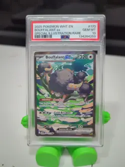 2025 Pokemon WHT EN #170 Bouffalant EX Special Illustration Rare GEM MT PSA 10 - Image 1