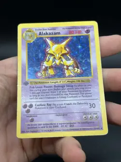 1999 Pokemon Base Set #1/102 Alakazam Holo 1st Edition Shadowless PLAYED - Image 5
