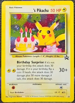 2000 POKEMON PROMO BLACK STAR #24 BIRTHDAY ______'s PIKACHU-HOLO (LP-MP) - Image 1