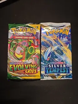 Pokemon TCG Evolving Skies Booster Pack + Silver Tempest Booster Pack - 2 PACKs - Image 1