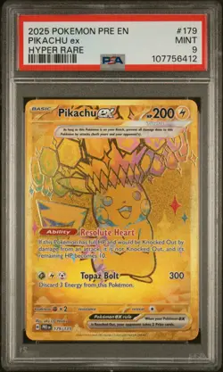 2025 Pokemon Pre En-Prismatic Evolutions #179 Pikachu Ex Hyper Rare PSA 9 - Image 1