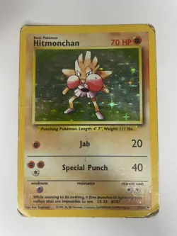 Pokemon TCG Hitmonchan Base Set 7/102 Holo 1999-2000 Wizards Base Set Damaged - Image 1