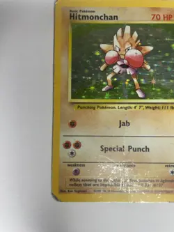 Pokemon TCG Hitmonchan Base Set 7/102 Holo 1999-2000 Wizards Base Set Damaged - Image 4
