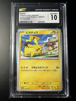 Pokemon Pikachu CGC 10 Gem Mint Japanese Promo Scarlet Violet 120/SV-P 2023 - Image 1