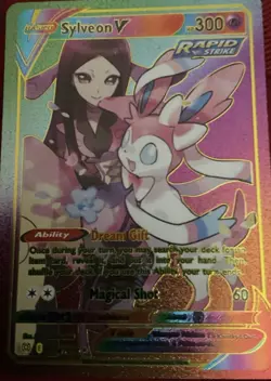 Pokemon TCG Sylveon V TG14/TG30 Metal: Brilliant Stars Trainer Rainbow Fan Art - Image 1
