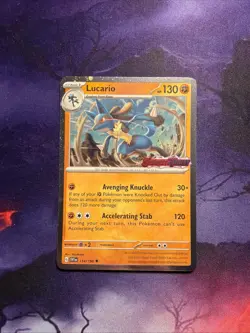 POKEMON LUCARIO 114/198 RARE COSMOS HOLO SCARLET VIOLET STAMPED NM - Image 1
