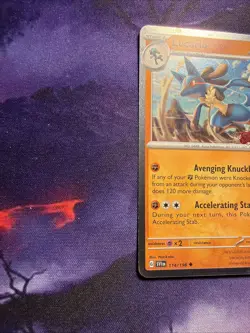 POKEMON LUCARIO 114/198 RARE COSMOS HOLO SCARLET VIOLET STAMPED NM - Image 2