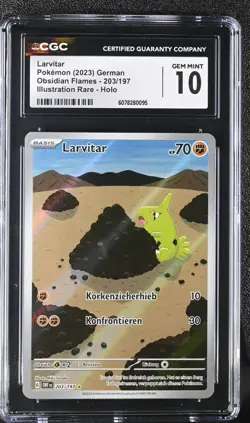 Larvitar 203/197 Sv03 Obsidian Flames AR Pokemon CGC PSA 10 Deutsch Rare Mint - Image 1