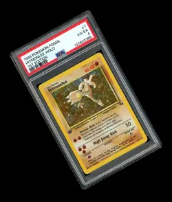 1999 WOTC Pokemon FOSSIL 1st Edition HITMONLEE HOLO 7/62 RARE! PSA 4 GRADED - Image 1