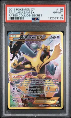 2016 POKEMON XY FATES COLLIDE SECRET #125 FULL ART/ALAKAZAM EX PSA 8 - Image 1
