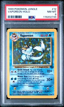 1999 Jungle Vaporeon #12 Holo PSA 8 - Image 1