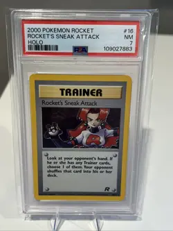 2000 Pokemon Rocket Rocket’s Sneak Attack Holo PSA 7 - Image 1