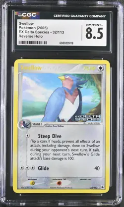 CGC 8.5 Swellow 2005 EX Delta Species 32/113 Reverse Holo Stamped Pokemon Card - Image 1