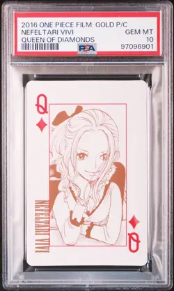2016 ONE PIECE FILM: GOLD PLAYING CARDS QUEEN OF DIAMONDS NEFELTARI VIVI PSA 10 - Image 1