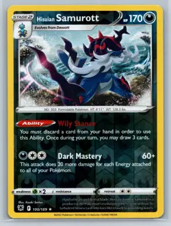 Hisuian Samurott - Reverse Holo - Astral Radiance 100/189 Rare Pokemon TCG Card - Image 1