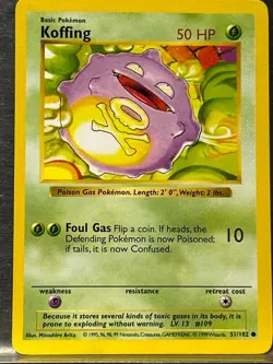 KOFFING **Shadowless** Pokemon Card 51/102 Base Set - Image 1