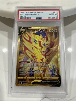 Pokemon TCG Zamazenta v Gold Secret Rare Sword & Shield Card PSA 10! - Image 1