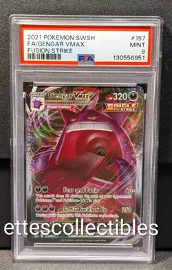Gengar VMAX Ultra Rare 157/264 Pokemon Card Fusion Strike - PSA 9 - Image 1