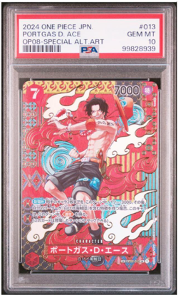PSA 10 One Piece Card Portgas D Ace Parallel SP OP02 013 Japanese - Image 1