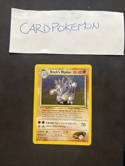 Pokemon Card Brock's Rhydon 2/132 - Set Gym Heroes - Eng-holo-Exc! - Image 1