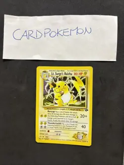 Pokemon Card Lt. Surge’s Raichu 11/132- Gym Hereos -eng-holo-good/exc! - Image 1