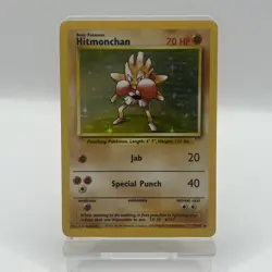 Pokemon TCG Hitmonchan Base Set Holo Unlimited Rare Card 7/102 LP Condition - Image 1