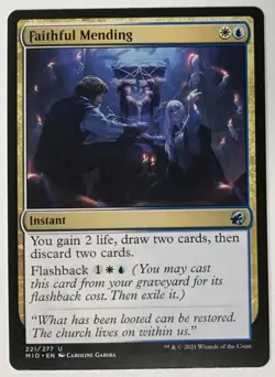 FAITHFUL MENDING Innistrad Midnight Hunt MTG Magic NM - Image 1