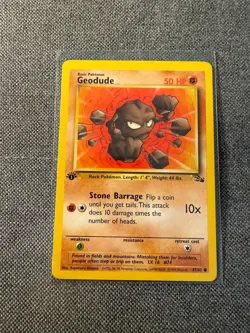 Geodude 47/62 C 1st First Edition Pokemon TCG Card Fossil NM - Image 1