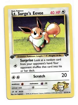 Lt. Surge's Eevee 51/132 Gym Challenge Regular Pokemon TCG - Image 3