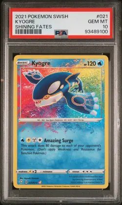 2021 Pokemon Shining Fates 021/072 Kyogre Amazing Rare Holo PSA 10 - Image 1