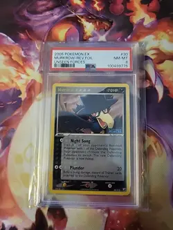2005 Pokemon EX Unseen Forces 30 Murkrow Reverse PSA 8 NM-MT - Image 1