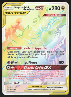 Naganadel & Guzzlord GX 260/236 Secret Rare Pokemon TCG Cosmic Eclipse NM - Image 1