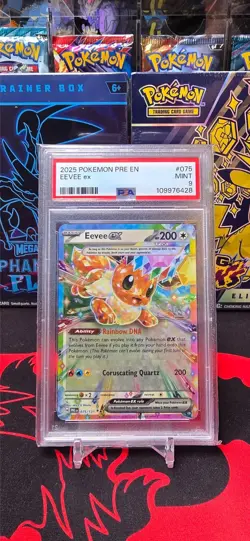 2025 POKEMON EEVEE EX PRE EN-PRISMATIC EVOLUTIONS 075/131 PSA 9 - Image 1