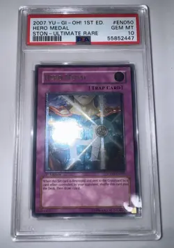 Yugioh Hero Medal STON - EN050 Ultimate Rare 1st Edition PSA 10 - Image 1