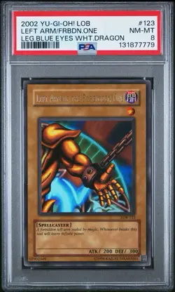 2002 Yu-Gi-Oh! Left Arm/Forbidden One Legend of Blue Eyes LOB Unlim Ultra PSA 8 - Image 1
