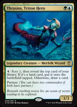 Thrasios, Triton Hero -Foil Light Play MTG Commander 2016 Edition - Image 1