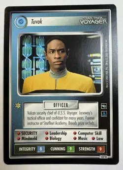 Star Trek CCG 1E Voyager TUVOK - #137R - RARE Card - NM - Image 1