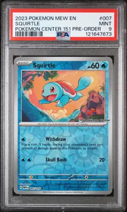 PSA 9 Squirtle 007 Mew 151 Pokemon Center 151 Pre-Order Promo Pokemon Card - Image 1